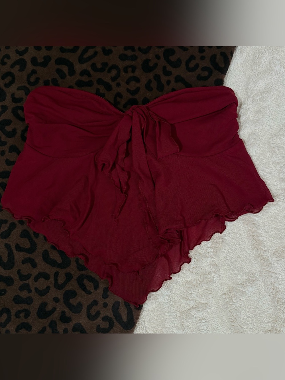 SHEIN Burgundy Tie-Front Tube Top